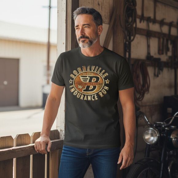 Lucky Brand T Shirt Retro Vintage Bonneville Racing Logo Mens L - Picture 1 of 8